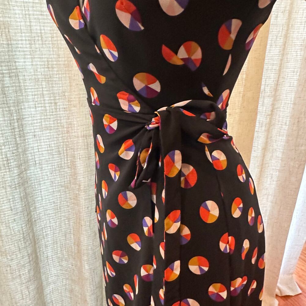Karen Millen Black Sheer Sleeve Wrap Dress sz 4 Color Pop Wrap Dress - Picture 11 of 15